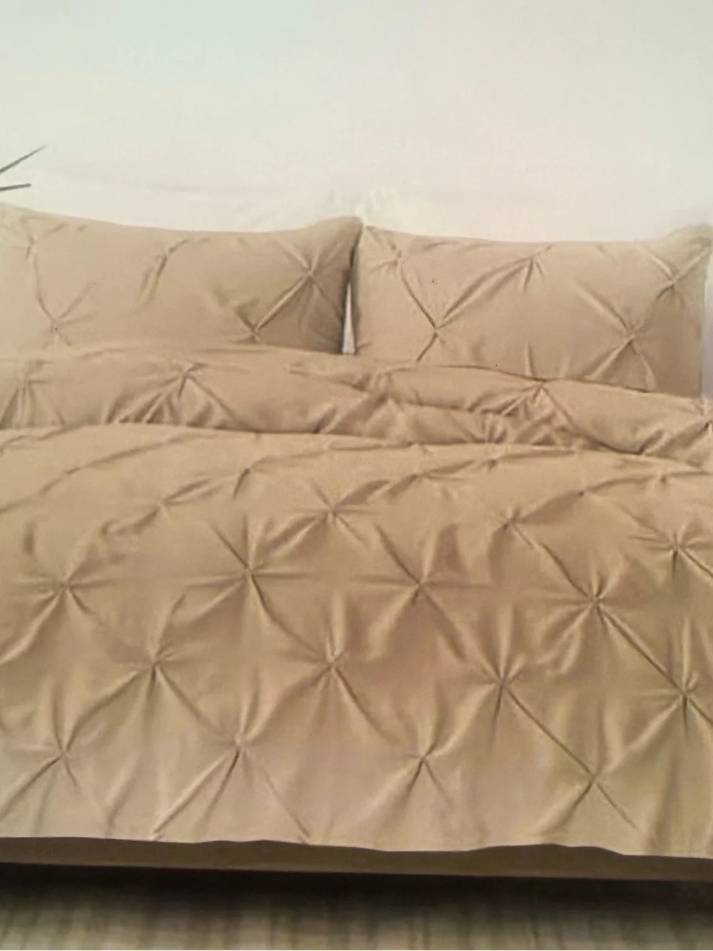 Luxury Pleated Pintuck Duvet Cover Set - Tan